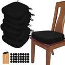 BUYUE Thickened 2.5" Dining Chair Cushions Set of 6, U-Shape High Density Foam Comfortable Chair Pads for Kitchen, Slip Resistant Indoor Seat Cushions (6 PCS, Black), 6 Counts