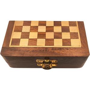 Wooden Chessboard Set of 5 * 5 Inches Chess Board Games with Magnetic Chessman Storage Compartment for Chesspiece for Boys, Girls and Adult