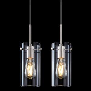 Doraimi Lighting 4.6" Clear Glass Hanging Kitchen Island Pendant Light 2 Pack Vintage Modern Brushed Nickel Finish Pendant Lamp for Dining Room Over Sink Dining Room