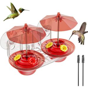 Window Hummingbird Feeder with Strong Suction Cups, 2.6 oz Window-Mounted Small Hummingbird Feeder with Bee-Proof Ports & Dual Sun Shades-Easy to Fill & Clean for Close-Up Bird Watching