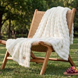 Bedsure Cloud Bubble Blanket, Soft Cozy Throw, Off White, 50"×60"