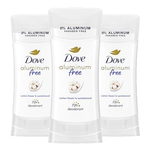 Dove Aluminum Free Deodorant for Women 3 Count Cotton Flower & Sandalwood 72 hour odor protection 2.6 oz