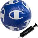 Champion Playmaker Logo Deflated Soccer Ball with Pump, Size 5 Soccer Ball, Durable Panels for Kids, Youth & Adults, Indoor/Outdoor Training Ball with Inflation Hand Pump (Surf the Web/White)