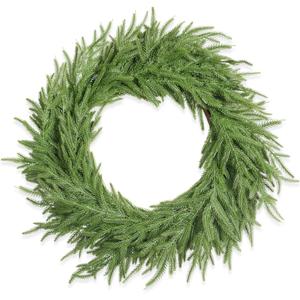 XmasExp Norfolk Pine Wreath 15 INCH Real Touch Artificial Evergreen Realistic Faux Plain Christmas Wreath for Front Door, Mantles, Windows