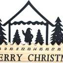 Black Metal Santa Claus & Nativity Scene Advent Calendar 2025 with Five Pointed Star Rotation Wooden Base for Interactive Christmas Countdown, Christmas Decorations Indoor to Welcome Celebrate (Nativity)