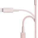 Amazon Basics USB-A to Lightning Cable, Apple MFi Certified, Nylon Braided Cord for iPhone 14 13 12 11 X Xs Pro, Pro Max, Plus, iPad, High Speed Transfer, 6 Foot, Rose Gold
