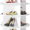 SpaceAid 6 Tier Rotating Shoe Rack Tower, Spinning Shoe Display Lazy Susan, Revolving 360 Shoe Rack Storage Round Carousel, Vertical Handbag Rotate Shoes Closet Organization (6-Tier White)