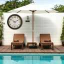 Large Outdoor Clocks Waterproof with Thermometer Combo Vintage Wall Clock Decor for Bathroom Patio Pool Garden(16 Inch)