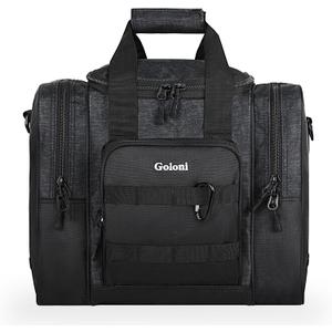 Goloni Bowling Ball Bag for Singer Ball with Padded Ball Holder, 2 Pockets fit Bowling Shoes Up to Mens Size 14 and Accessories (Dark Grey)