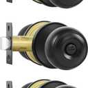 Privacy Door Knobs, 3 Pack Matte Black Door Knobs with Lock, Bed and Bath Door Knob Interior Keyless Locksets, Round Door Handles Reversible for Left Right Handed Doors