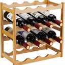 Homevany Bamboo Wine Rack, Sturdy and Durable Countertop Wine Storage Cabinet Shelf for Pantry  4 Tiers 16 Bottle Wine Rack