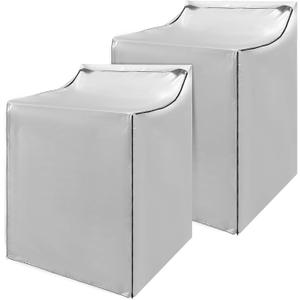 2 Pack Washer and Dryer Covers, Portable Waterproof Washing Machine Cover with Zipper Universal Fit for Top Load & Front Load Washer/ Dryer, W29”D28”H43” (Silver)