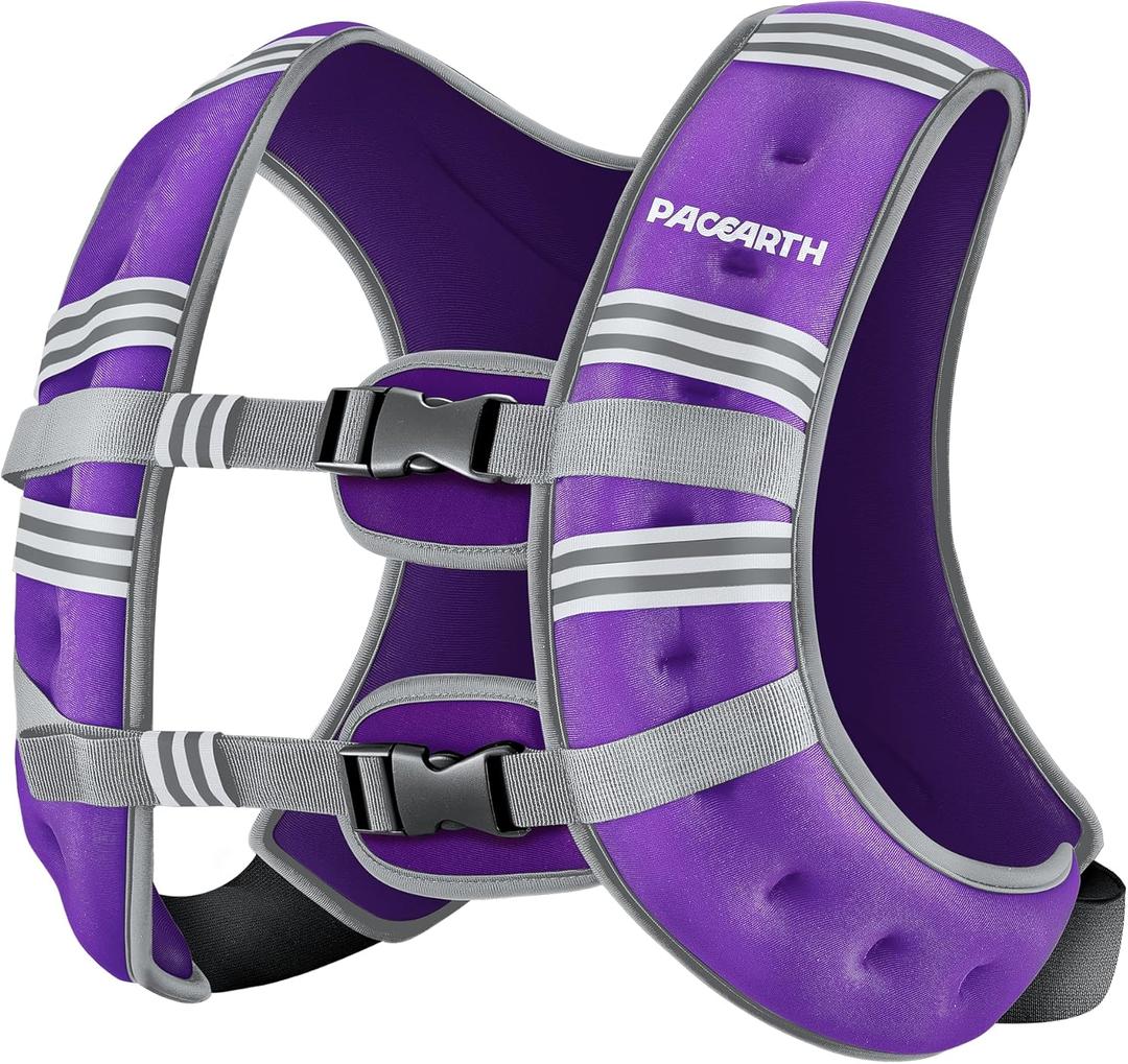 PACEARTH Weighted Vest 16lb Weight Vest with Reflective Stripe, Body Weight Vests for Women, Men, Weight Loss Workout, Strength Training, Running, Walking, Jogging (Ultra Violet)