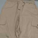 TBMPOY Women's Capri Pants Lightweight Quick Dry Hiking Cargo Pockets Casual Water Resistant Travel Cropped Cotton (Large, Khaki)