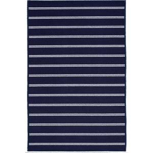 Garland Rug Avery Striped Navy Blue / White 3 Ft 6 In X 5 Ft Rug Non-Slip, Soft, Stain-Resistant Ideal For Living Rooms & Hallways, Stylish & Durable For High-Traffic Areas