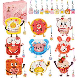 3 x Valentines Cards for Kids Classroom Gifts - 36 Cute Pendant Gifts + 36 Valentines Day Cards for Kids, Valentine's Day Party Favors, Sweet Kids Vday Cards for School Valentines Classroom Exchange