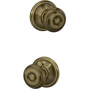 Schlage F10 V GEO 609 Georgian Door Knob, Hall & Closet Passage Lock, Antique Brass