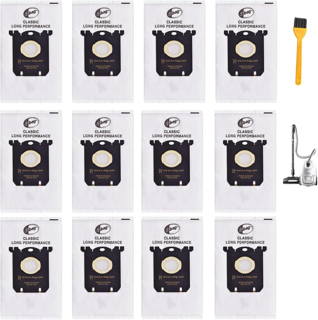 12 Pack Replacement S Bag Replacement Vacuum Bag Compatible for Electrolux S Bag Classic EL200F EL200F EL4100 EL4200 EL6985 EL7000 EL8500 Vacuum Models S Bag Classic Vacuum for Electrolux
