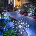 Anordsem Solar Garden Lights Outdoor: Bendable Copper Wire with 120 LED Firework Beads - Waterproof 2 White Lighting Modes for Yard Patio Path - Gardening Gifts for Homeowner Gardener (4 Pack)