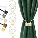 Hion Magnetic Curtain Tiebacks Beige 6 Pack, Curtain Tiebacks Buckles Holdbacks Holders Hooks Clip for Home Bedroom Office Decorative Thick or Thin Curtain