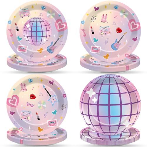 Justforjoyful 29Pcs Music Star Party Plates Popular Singer Birthday Party Decoration Disposable Music Lover Dessert Plates Paper Dinnerware Set for Girls Women Concert Bachelorette Party Supplies