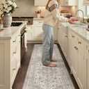 Color&Geometry Kitchen Floor Mats Anti Fatigue, Cushioned Boho Rugs,Waterproof Non Slip Kitchen Runner for Sink, Standing Mats for Office,24"x87",Beige, 87"l X 24"w X 0.4"th