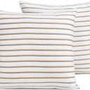 Black & White Brands Brazilian Beach/Pool Towel Pillow Case 17.7"x17.7" - Ultimate Absorbent Luxury 100% Cotton Wave (2 Pillow Cases, Tan Poly Pinstripe)