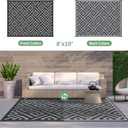 GENIMO Outdoor Rugs 8x10 Waterproof, Reversible Mats, Area Plastic Straw Rug, Outside Carpet, Geometric Rv Mat for Patio Camping Rv Picnic Backyard Deck Balcony Porch Beach Trailer (Black & Grey)