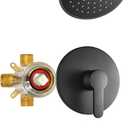 Vantency Black Tub Shower Faucet Set with Valve, Black Shower Head and Handle Set with 6 Inch Rain Shower, Tub and Shower Faucet Combo