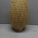Boho Bamboo Table Lamp, Dimmable Rustic Farmhouse Hand Wicker Desk Lamp Bedside Lamps Night Light Decorations for Bedroom, Living Room, Home Office, Nursery, Reading Nook (Bulb Included)