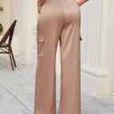 ZAFUL Womens Satin Pants Wide Leg High Waisted Cargo Pants Silky Dressy Casual Slack Trousers (Orange, XXL)