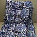 Outdoor Chair Cushions, Tufted Back Patio Furniture Cushions Set of 2, Water Repellent Wicker High Back Chair Cushion for Home Garden Lounge Deep Chairs, 42x21x4 Inch, Flower Navy