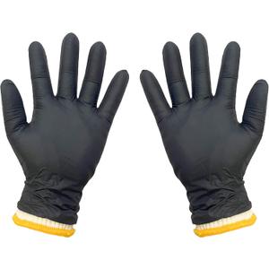 BBQ Gloves Disposable Heat Resistant - 2 Reusable Cotton Liners & 50 Nitrile Gloves for Barbecue Smoker, Grilling, Cooking Hot Meat, Food Prep - 5Mil, Non-Slip Grip, Black Large