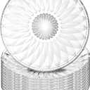 Hiceeden Set of 12 Crystal Glass Salad Plate, 8 Inch Round Clear Dessert Plates Restaurant Serving Party Plates for Fruits, Snacks