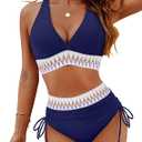 Blooming Jelly Women's Bikini Swimsuits High Waisted Set Tummy Control Bathing Suit 2 Piece Swim Suit 2026 M, Navy Blue