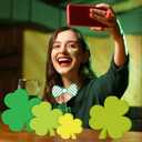 9 Pcs St Patrick's Day Wooden Table Decor Centerpiece Block Shamrock Clover Shape Irish Patty's Tiered Tray Tabletop Sign Decor for Office Mantel Dining Room Home Wood Saint Patrick Party Supplies