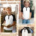 LessonZoo Boys Henley Raglen Shirts, White/Black, 11-12 Years (White)