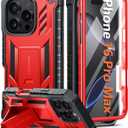 FNTCASE for iPhone 16 Pro-Max Case: Military Grade Drop Proof Protection Mobile Cover with Kickstand | Matte Textured Rugged Shockproof TPU | Protective Sturdy Phone Case - 6.9 inch Red