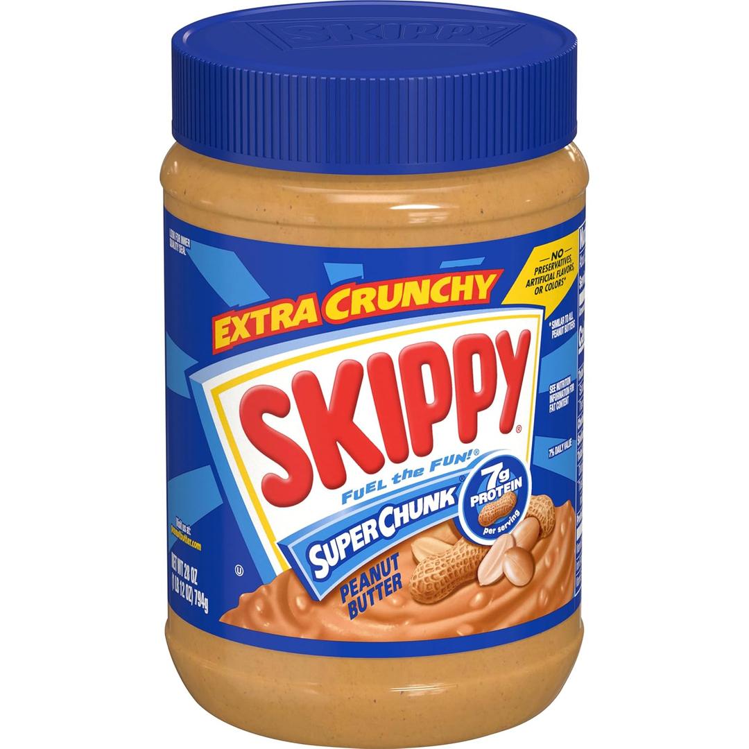 SKIPPY SUPER CHUNK Peanut Butter, Plant Based Protein, 28oz x1 (EXP 06/25/27)