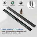 Neodrain 32-Inch Black Linear Shower Drain with Removable Quadrato Pattern Grate,Professional 304 Stainless Steel Rectangle Shower Floor Drain Manufacturer,Leveling Feet,Hair Strainer,Matte Black