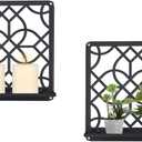 OYEFLY Metal Wall Candle Holder,Black Farmhouse Rustic Wall Art Decor (Style 1, Large)