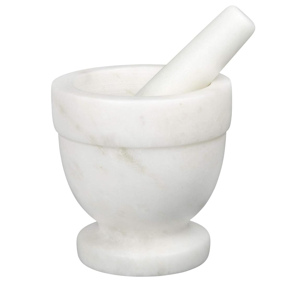 Creative Home Handcrafted 4 inch Mortar and Pestle Solid Marble Grinder for Spices and Herbs Artisan Carved from Yushan Marble Elegant and Durable for Everyday Cooking, 4 Diam. x 4 H Inch
