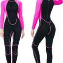 Flexel Full Wetsuit Womens 2mm,Long Sleeve Womens Neoprene Wet Suit Snorkeling Scuba Surfing Wetsuits Full Swimsuit 2mm(Black/Pink, Medium)