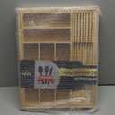 Bamboo-Silverware-Drawer-Organizer-Kitchen, Expandable Utensil Holder Cutlery Tray Flatware Organization Adjustable Wood Tableware Dividers Storage (with Removable Knife Block)(Natural) (Large)