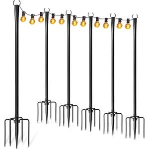 6 Pack String Light Poles for Outside, Adjustable Metal Patio Light Poles
Poles for Outdoor String Lights with Ground/Fence Mounts for Deck, Patio Decor, Backyard Decor and Garden Decor for Outside.
