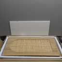 Rattan Bathroom Wall Cabinet with Door, Boho Medicine Wall Cabinets with Adjustable Shelves, Tall Kitchen Wall Mounted Storage Cabinet, Floating Hanging Cabinet Space Saver for Laundry Room, Natural