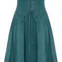 Scarlet Darkness Women Renaissance Costume Underbust Pirate Peasant High Low Dress with Pockets, XL