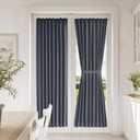 Vatge Gray Privacy French Door Curtain - Thermal Insulated Self Adhesive Blackout Door Curtains with Tieback, 1 Panel, W25 x L72, Grey