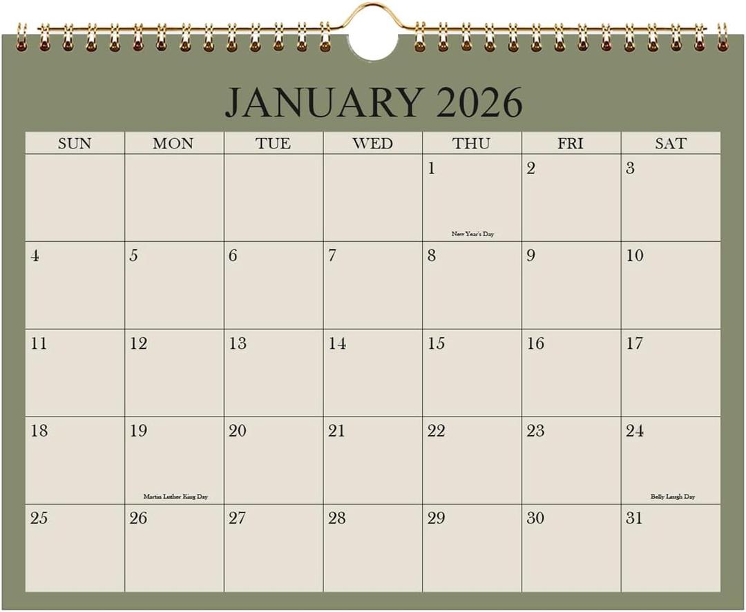 Small Wall Calendar 2026 - Mini Calendar 2026-2027 from January 2026 - June 2027, 18 Months Little Calendar with Premium Paper, 6" x 8", Green