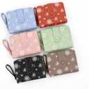 Small Wallets for Women Leather Bifold Zipper Pocket Colorful Flowers Wallet Credit Card Holder with ID Window